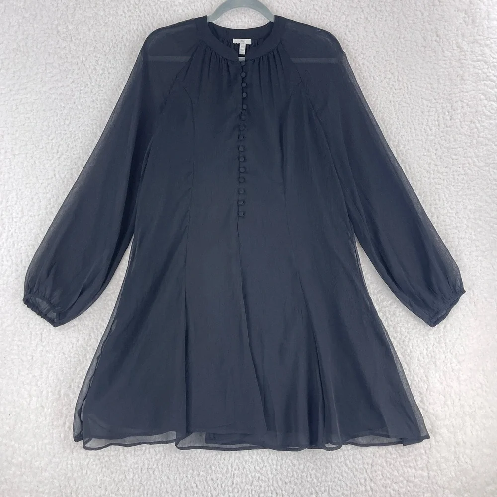 Joie Black Long Sleeve Above Knee Mini Dress Womens Chiffon Lined Size Small